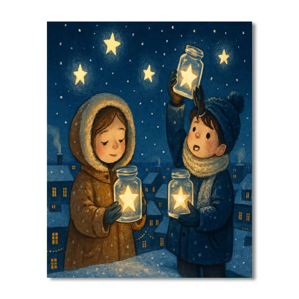 Star Catchers On The Snowy Rooftops Paint by numbers kits