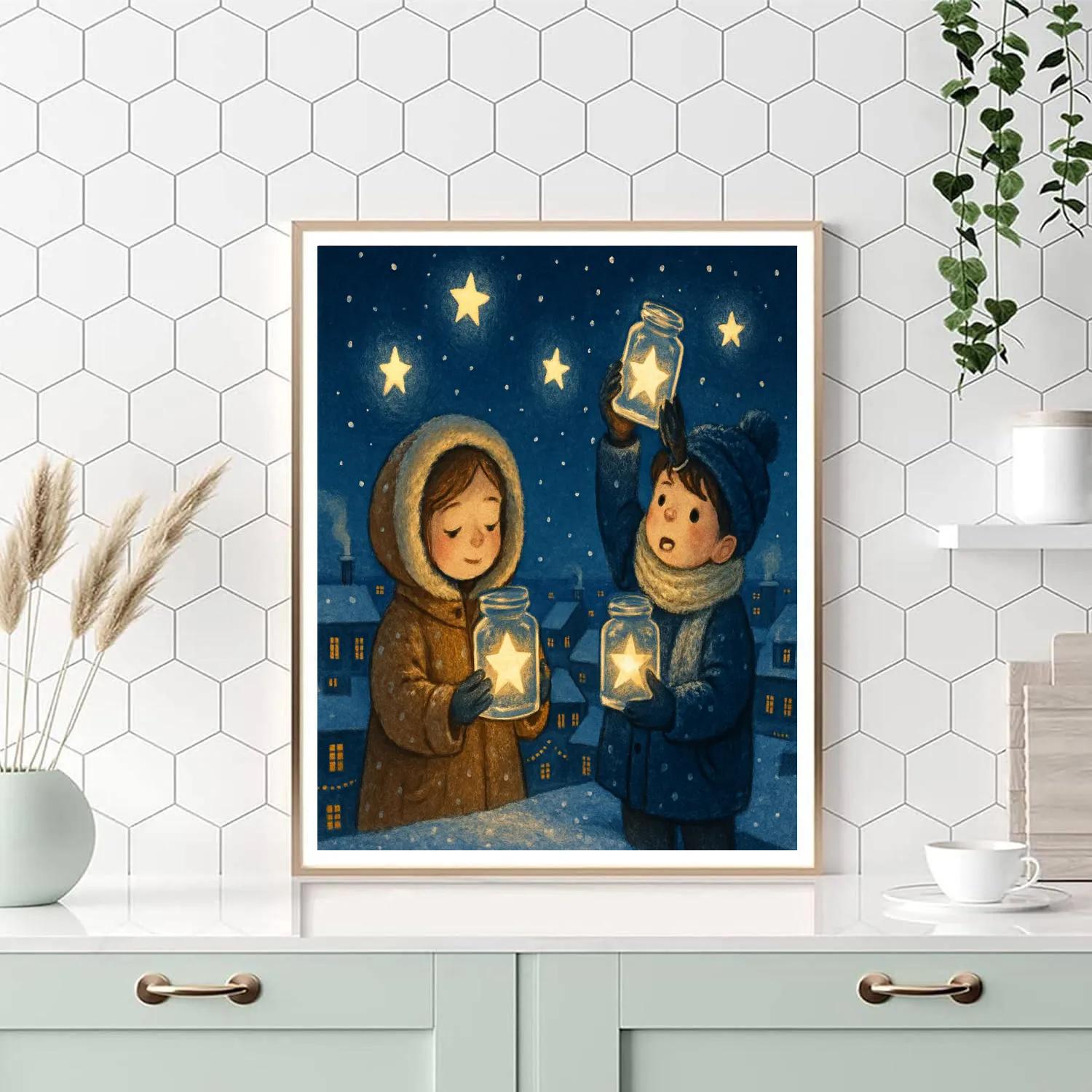 Star Catchers On The Snowy Rooftops Paint by numbers kits