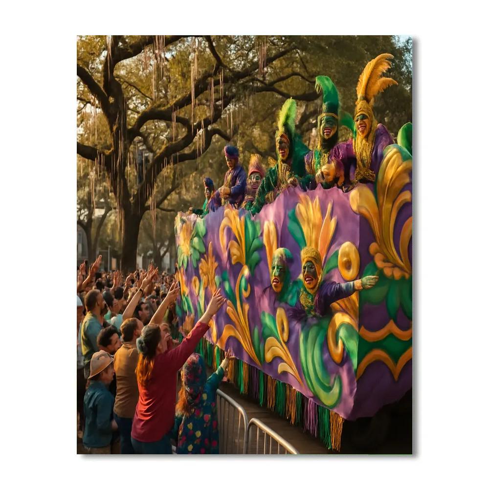 Mardi Gras Float Passing St Charles Avenue New Orleans DIY paint by numbers