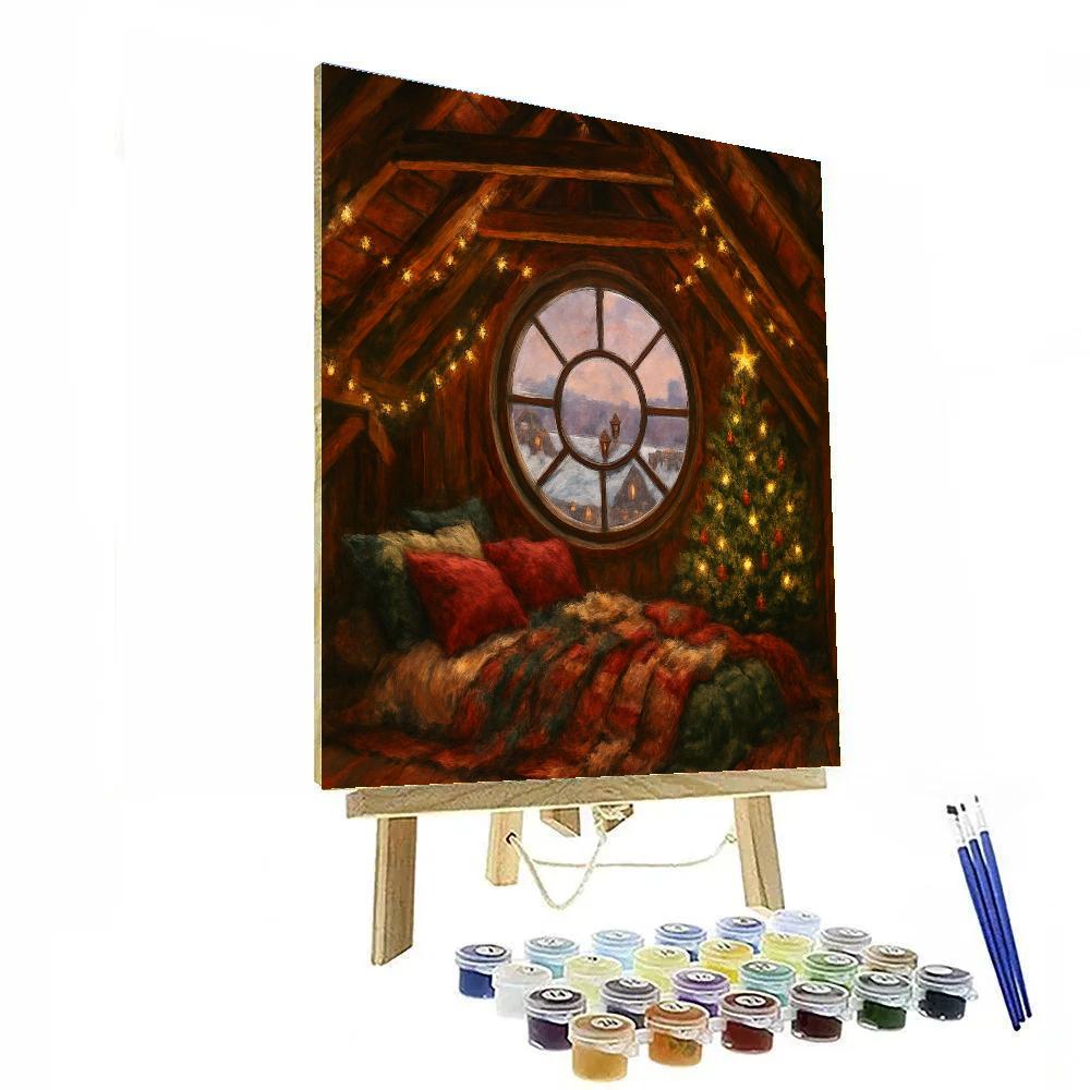 Christmas Window In The Attic Loft Numbered painting kits