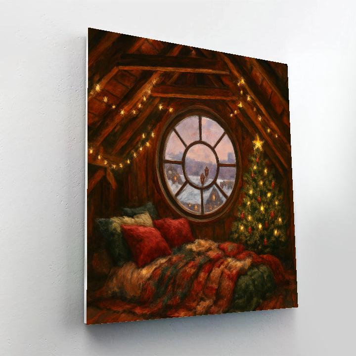 Christmas Window In The Attic Loft Numbered painting kits