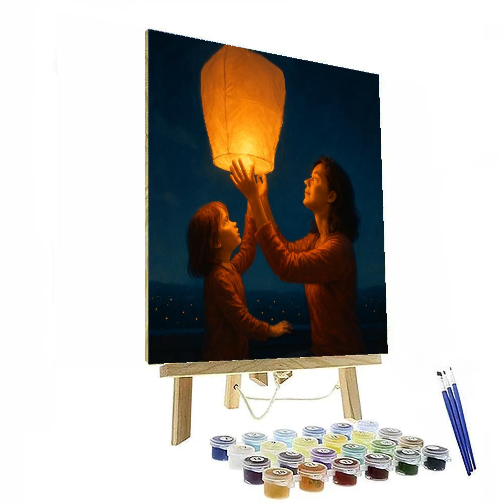Nighttime Rooftop Lantern Release Painting by numbers kit