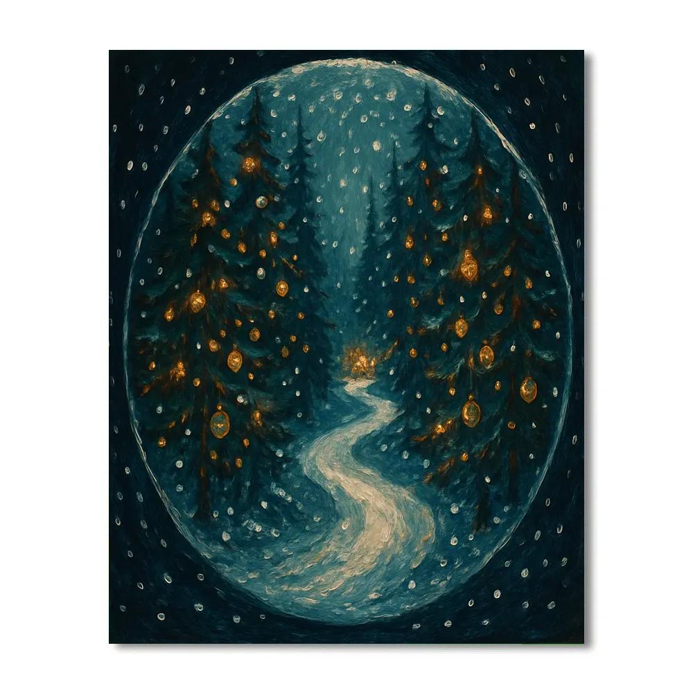 Snow Globe Forest Pathway DIY paint by numbers