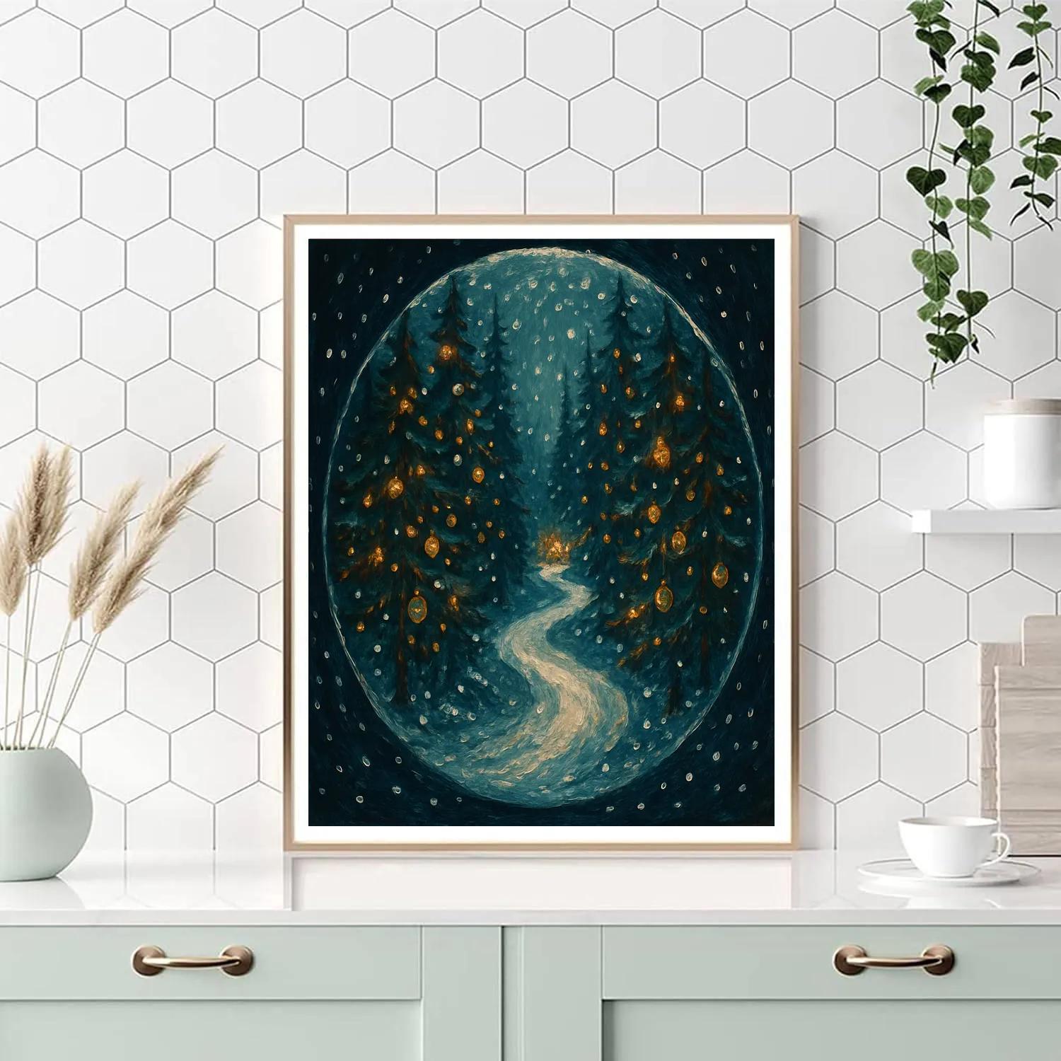 Snow Globe Forest Pathway DIY paint by numbers