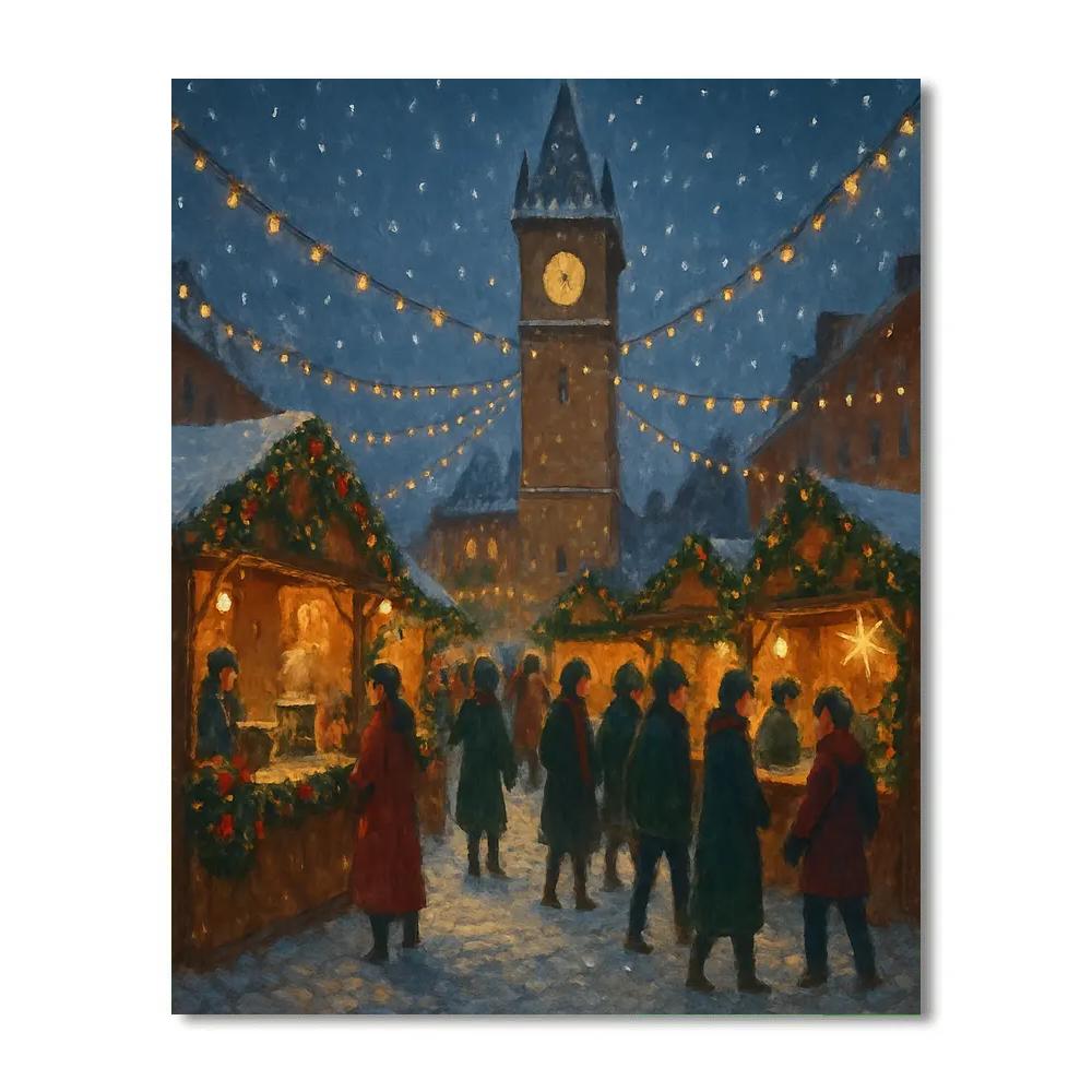 Holiday Market Beneath The Clocktower paint by number