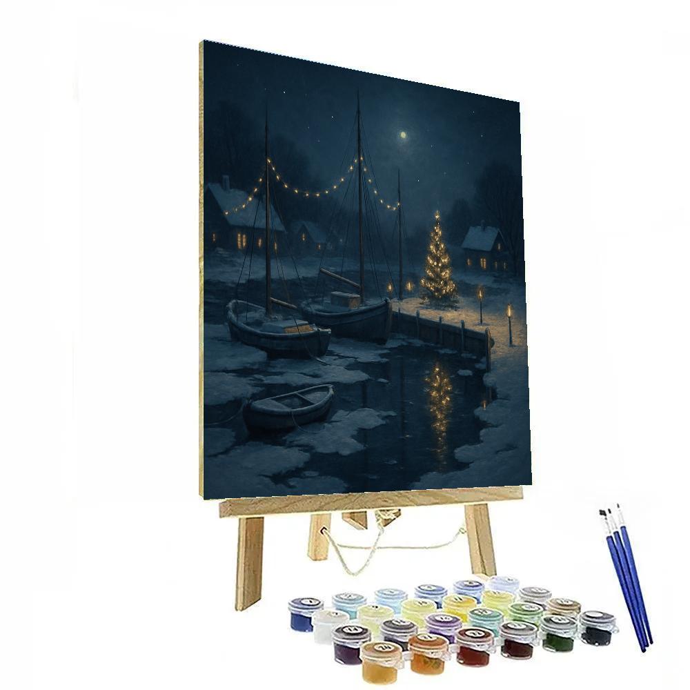 Silent Night Over The Snowy Harbor Numbered painting kits