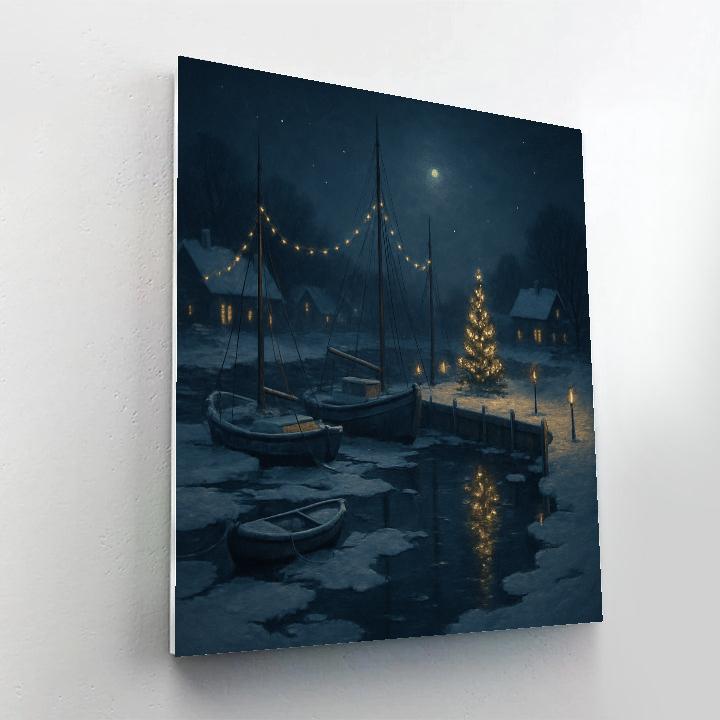 Silent Night Over The Snowy Harbor Numbered painting kits