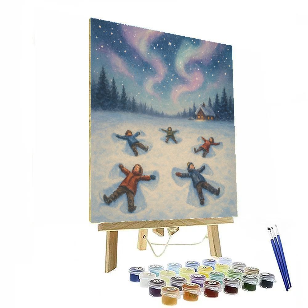 Snow Angels In The Starlit Meadow Painting by numbers kit