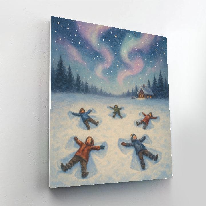 Snow Angels In The Starlit Meadow Painting by numbers kit
