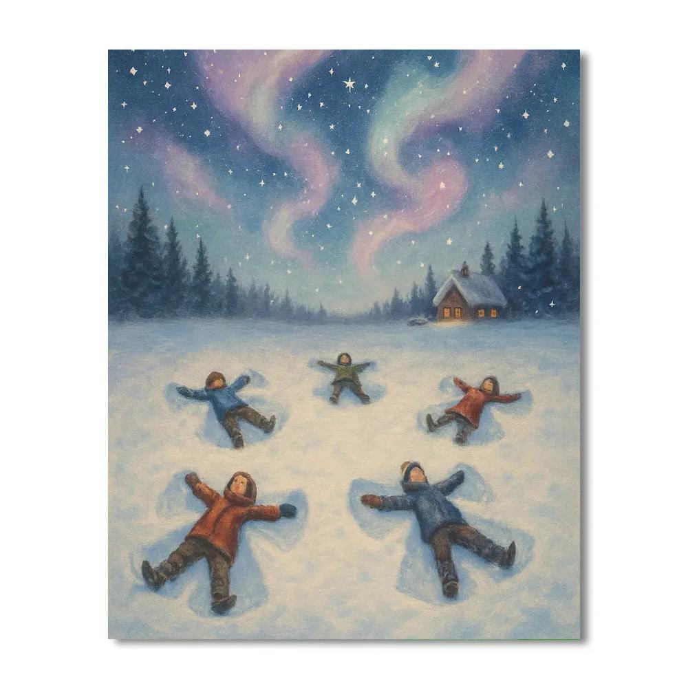Snow Angels In The Starlit Meadow Painting by numbers kit