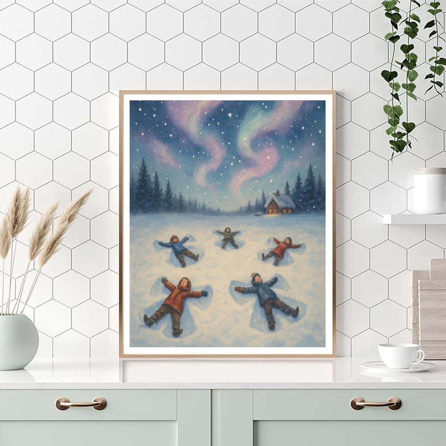 Snow Angels In The Starlit Meadow Painting by numbers kit