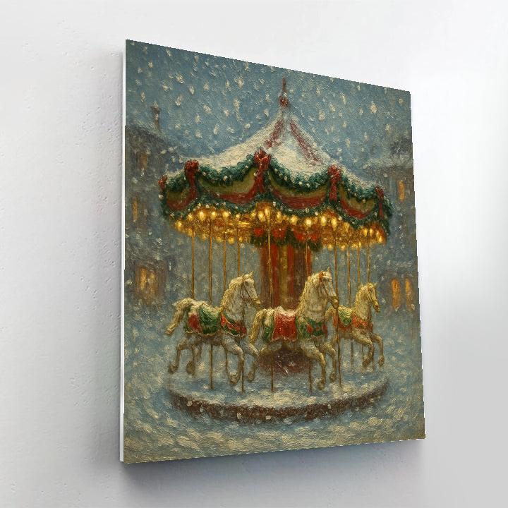Christmas Carousel In The Snowstorm paint by numbers