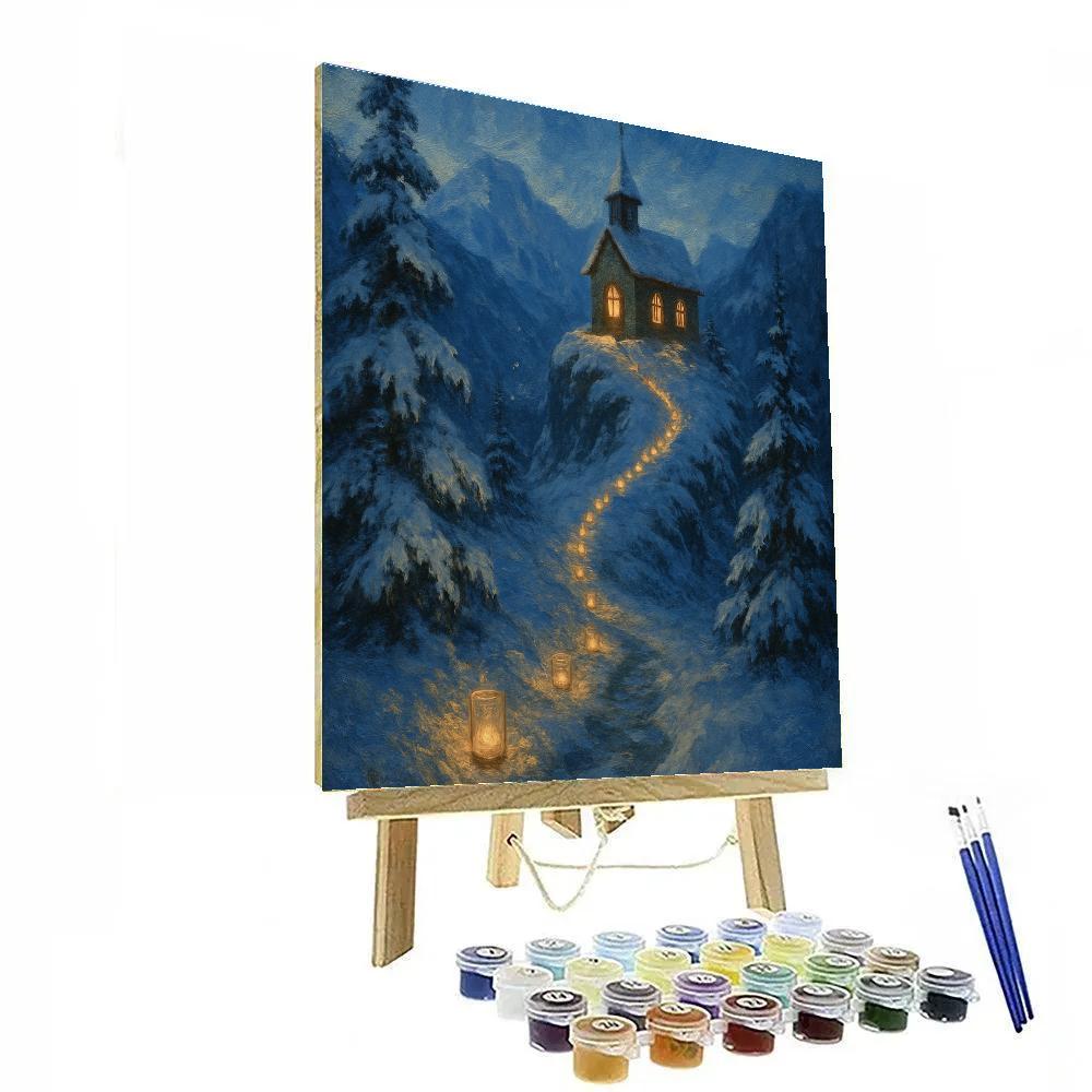 Candlelit Path To The Mountain Chapel paint by color