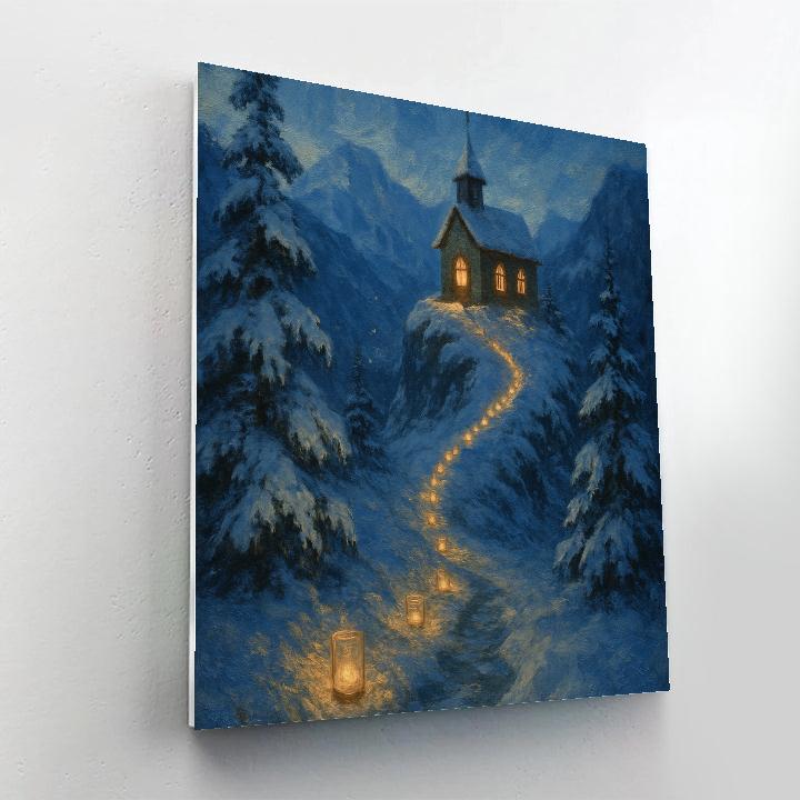 Candlelit Path To The Mountain Chapel paint by color