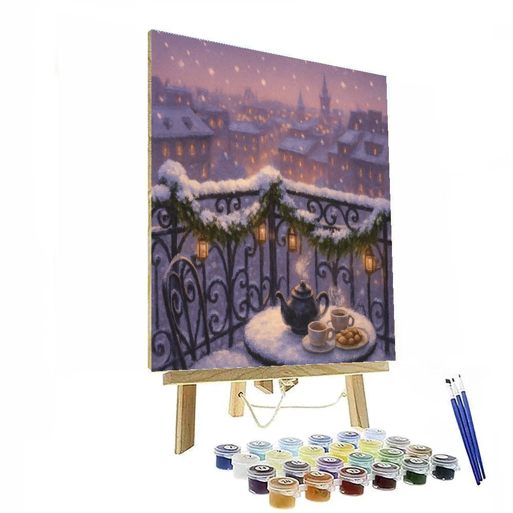 Christmas Tea On The Frozen Balcony painting number kit