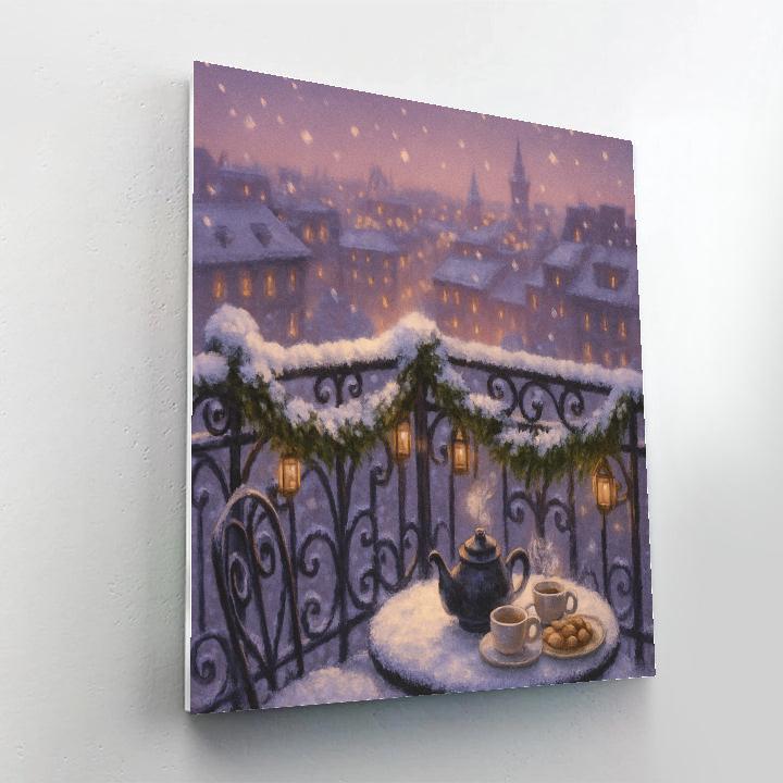 Christmas Tea On The Frozen Balcony painting number kit