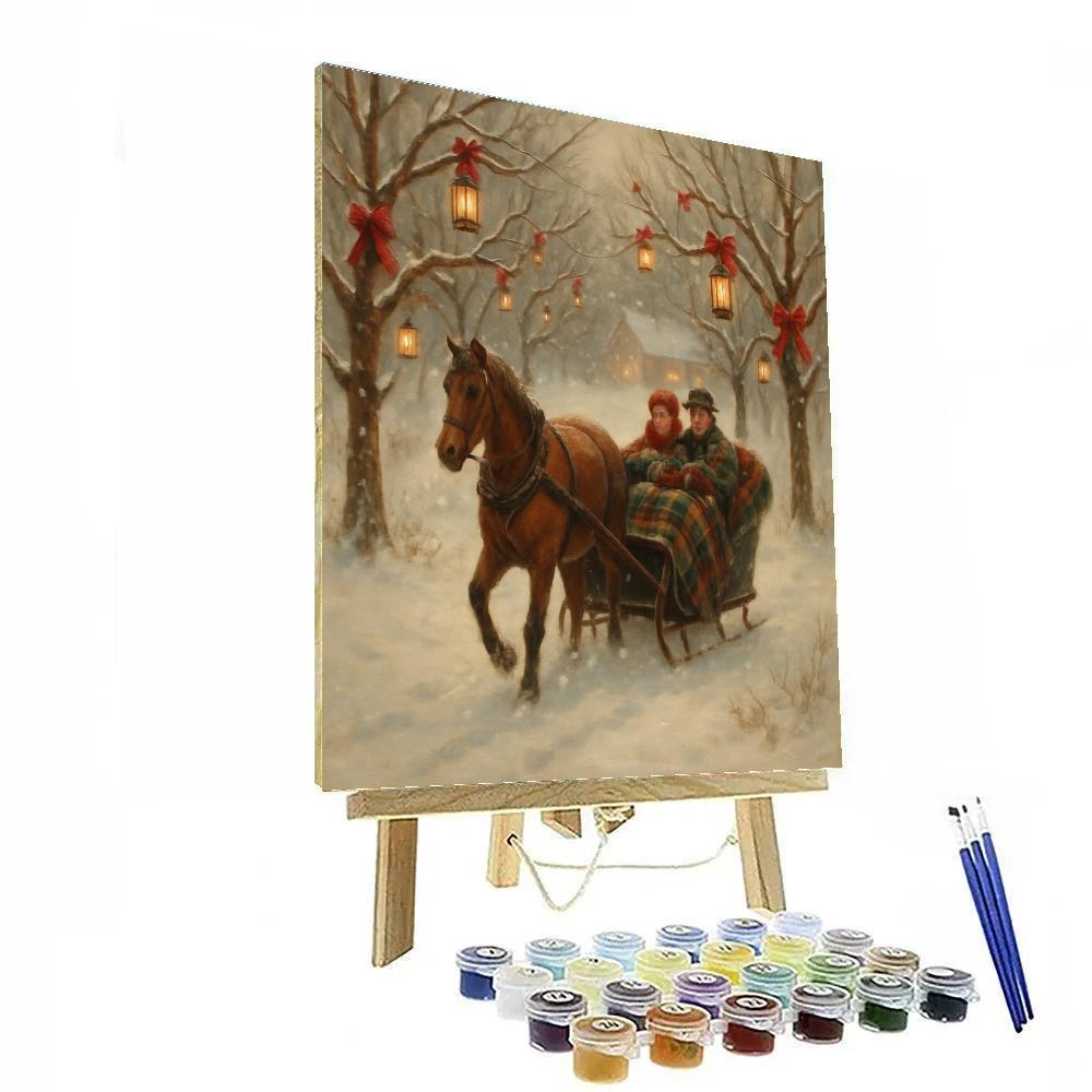 Snow Covered Orchard Sleigh Ride paint by number