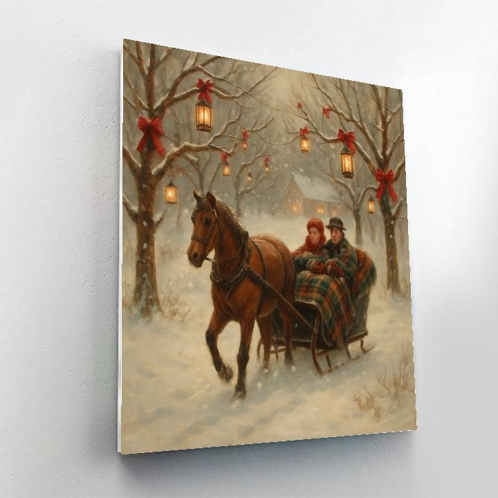 Snow Covered Orchard Sleigh Ride paint by number