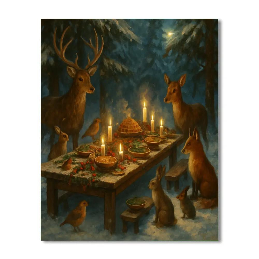 Christmas Feast In The Forest Clearing paint by number