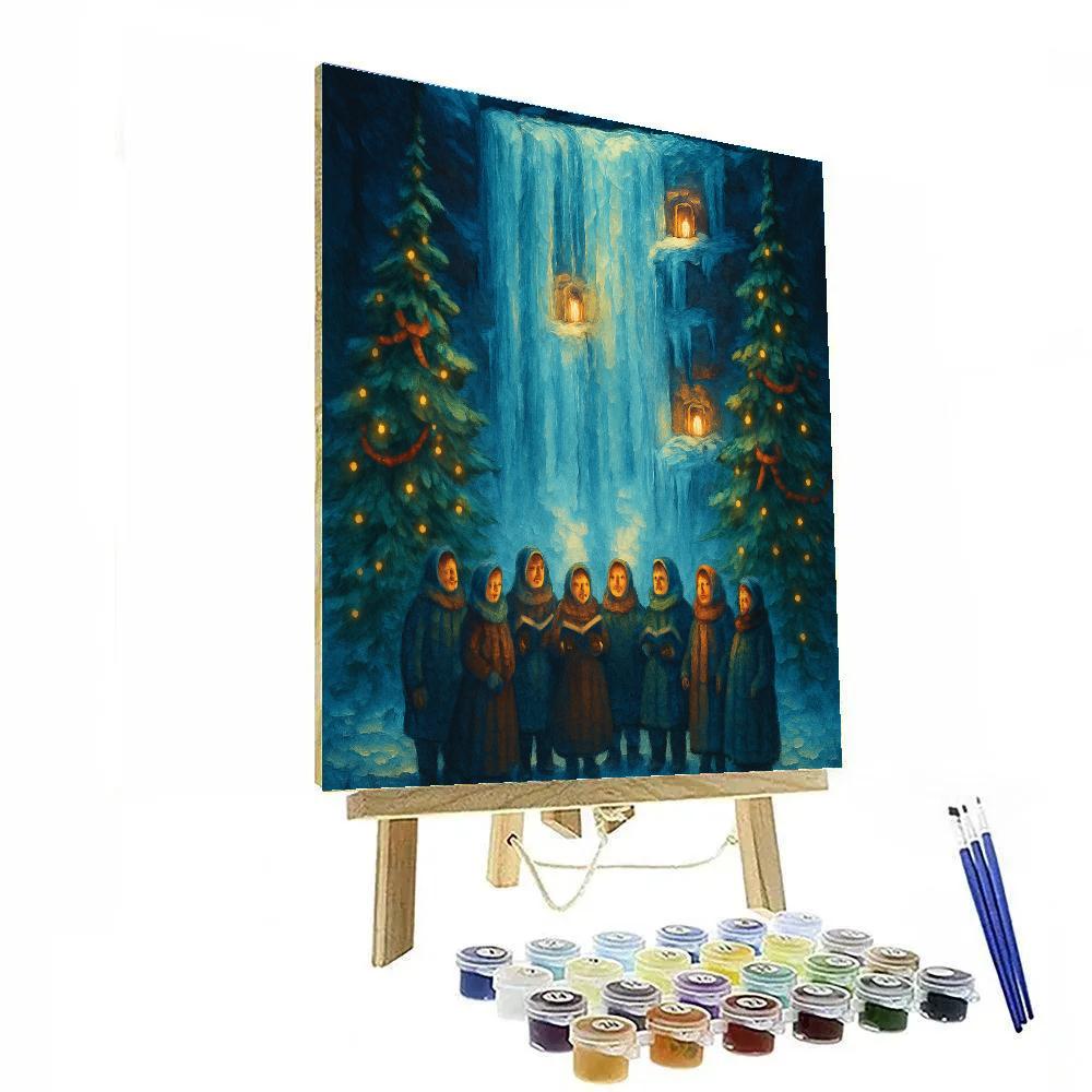 Caroling Under The Frozen Waterfall paint by color