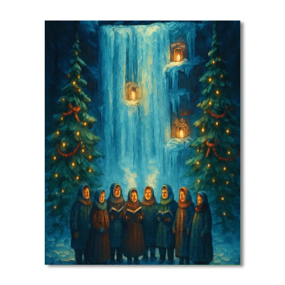 Caroling Under The Frozen Waterfall paint by color