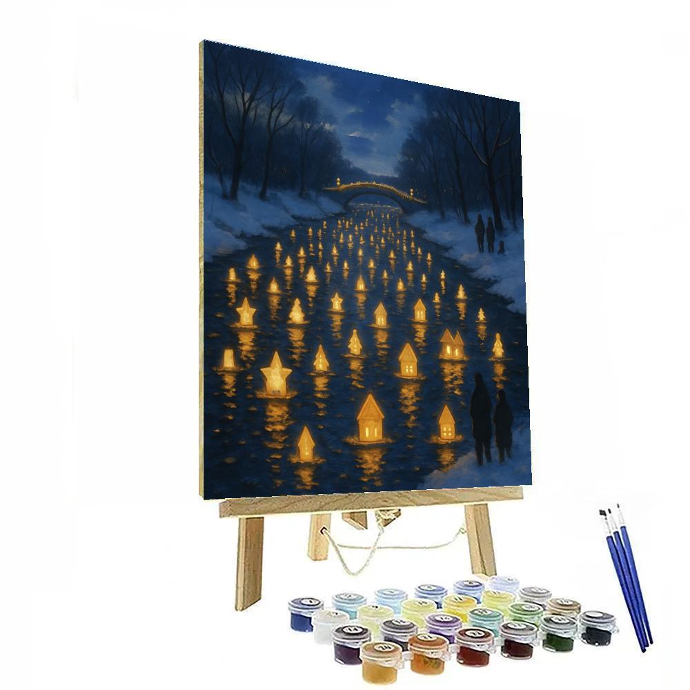 Holiday Lanterns Floating On The River Painting by numbers kit