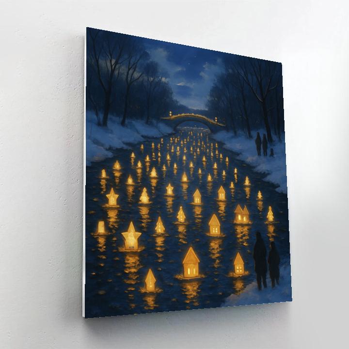 Holiday Lanterns Floating On The River Painting by numbers kit