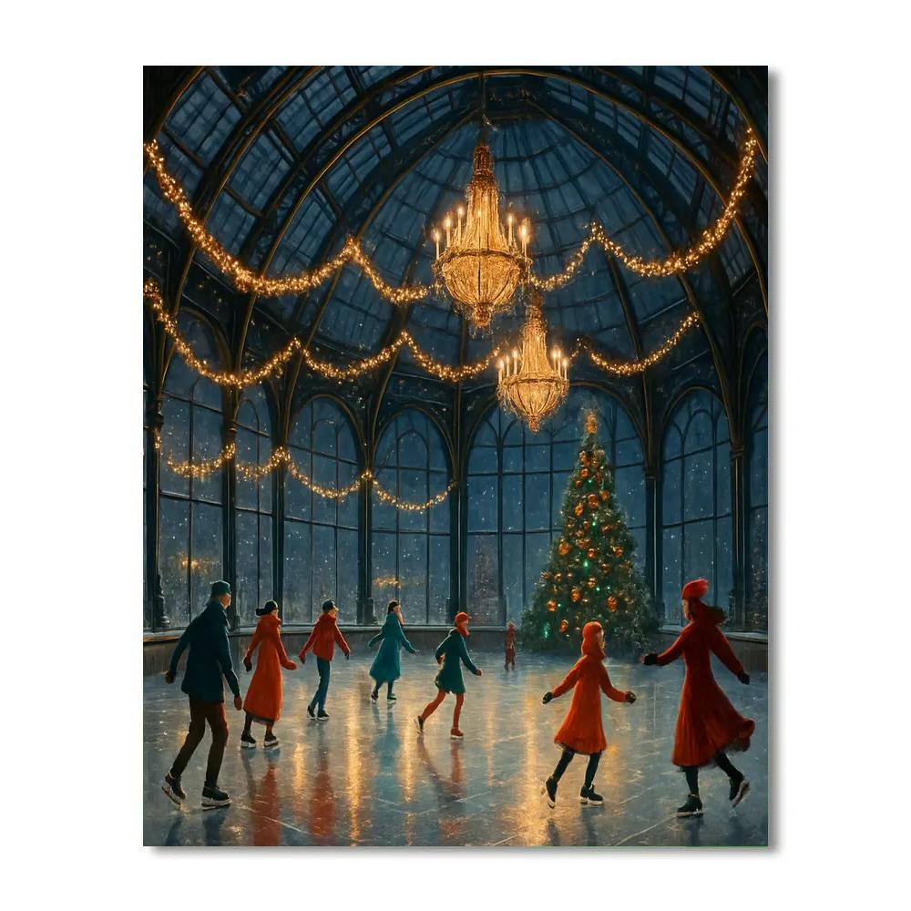 Ice Skaters Under The Glass Dome Numbered painting kits