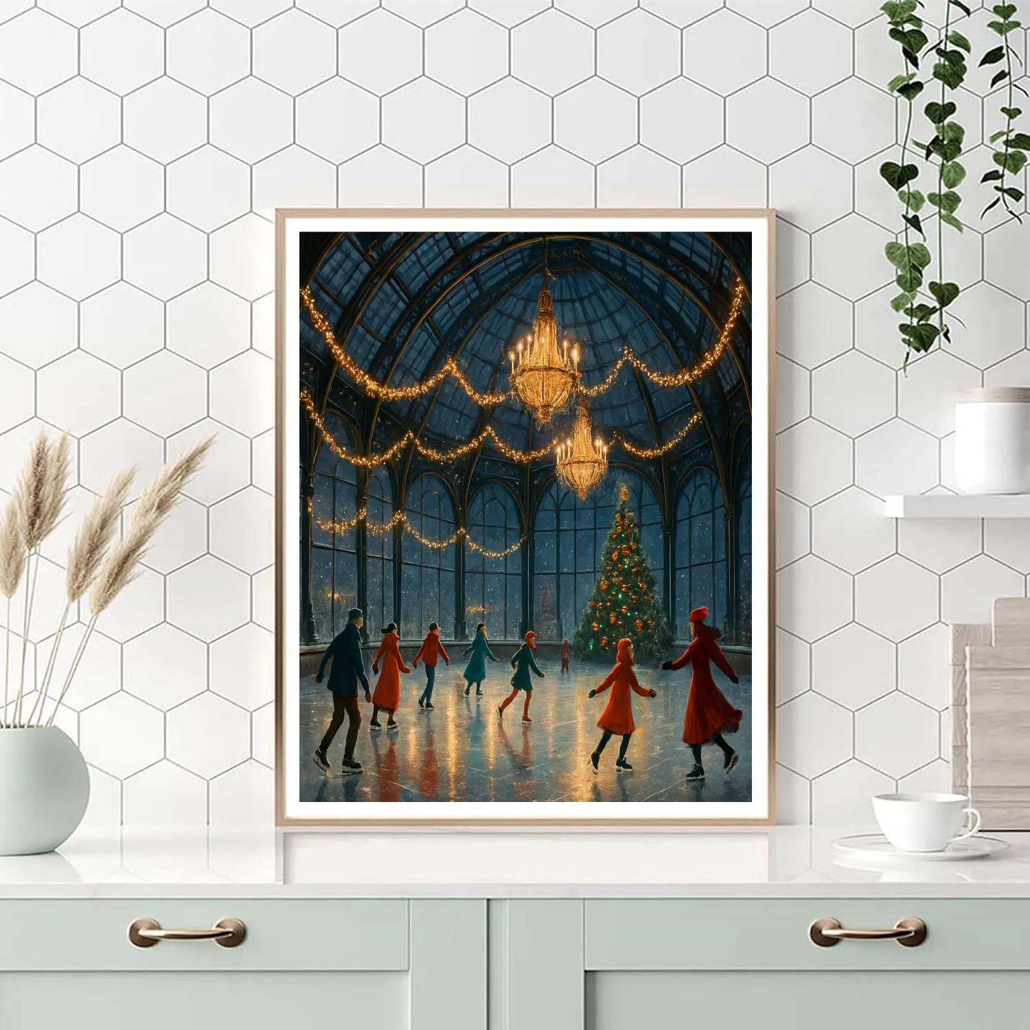 Ice Skaters Under The Glass Dome Numbered painting kits