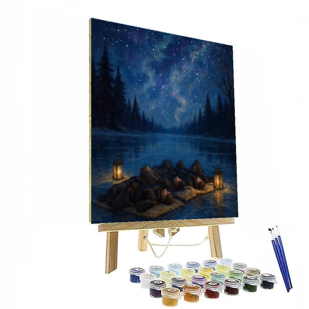 Christmas Stargazing On The Frozen Lake Numbered painting kits