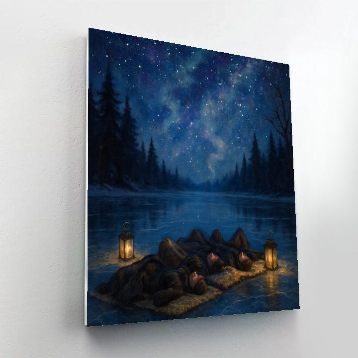 Christmas Stargazing On The Frozen Lake Numbered painting kits