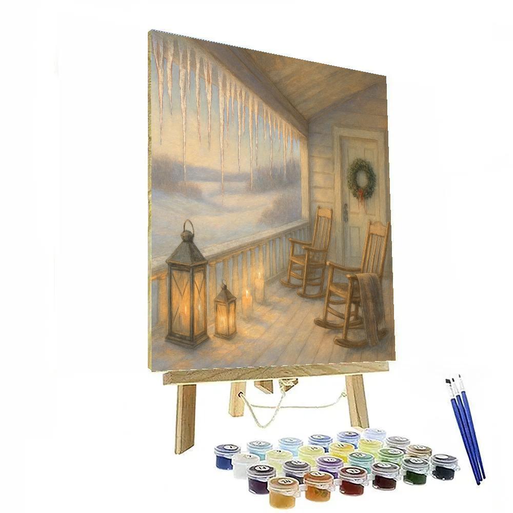 Icicle Chimes On The Winter Porch DIY paint by numbers