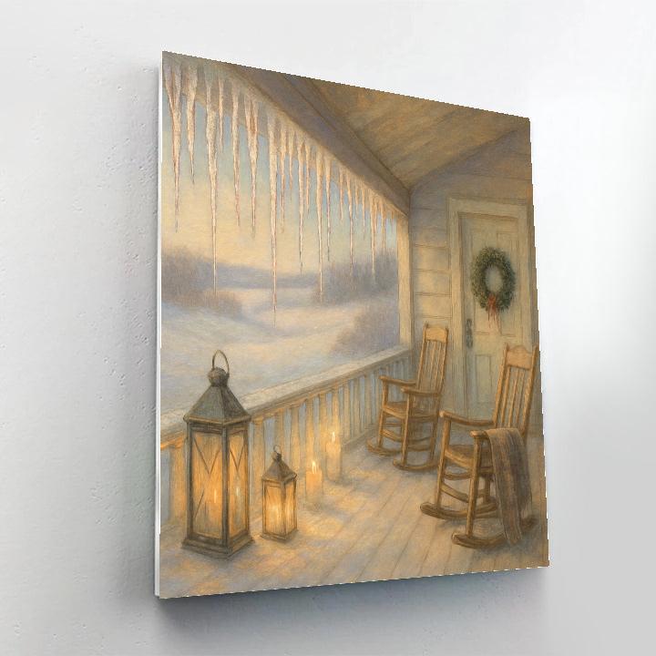 Icicle Chimes On The Winter Porch DIY paint by numbers