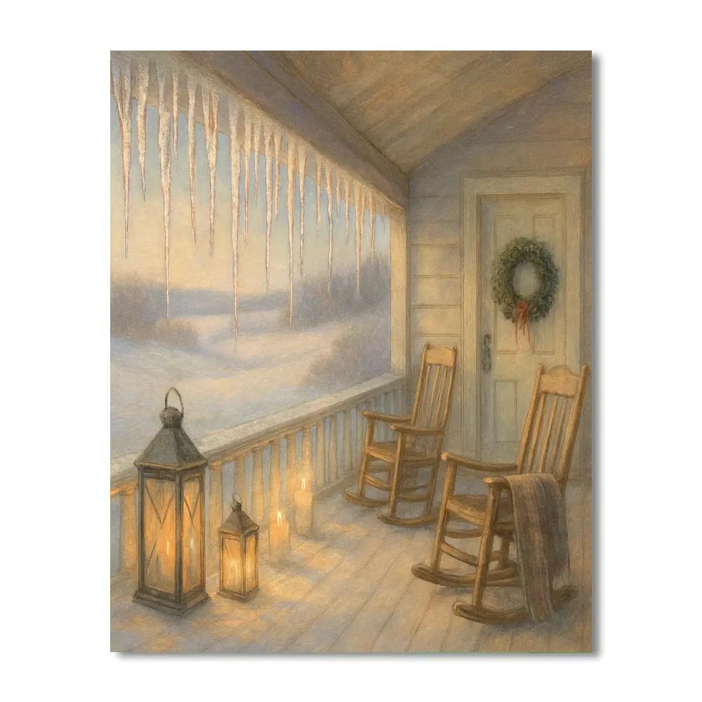Icicle Chimes On The Winter Porch DIY paint by numbers