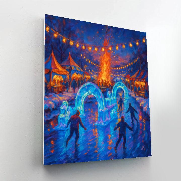 Winter Carnival On The Frozen River Numbered painting kits