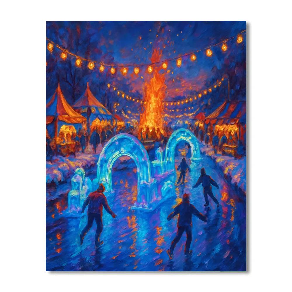 Winter Carnival On The Frozen River Numbered painting kits