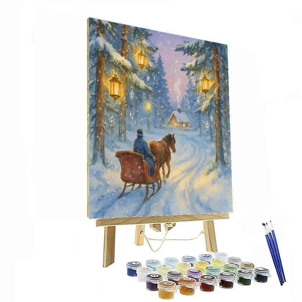Twilight Sleigh Ride Through Lantern Woods Numbered painting kits