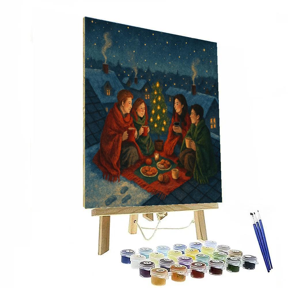 Midnight Christmas Picnic On The Roof painting number kit