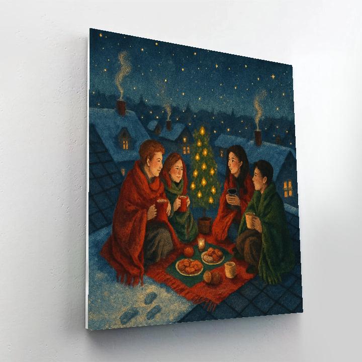 Midnight Christmas Picnic On The Roof painting number kit