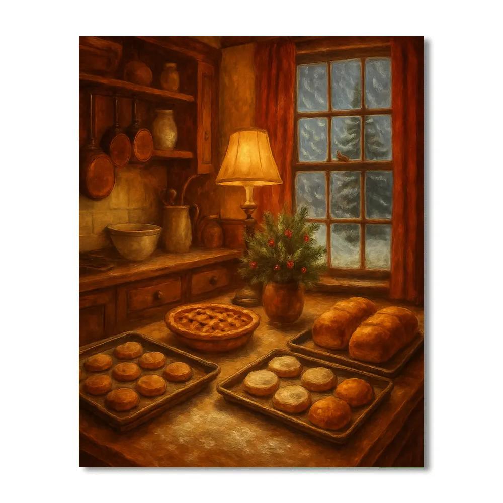 Holiday Baking Night In The Country Kitchen Painting by numbers kit