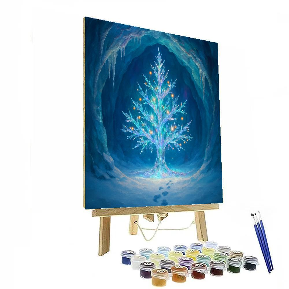 Crystal Christmas Tree In The Ice Cave paint by number