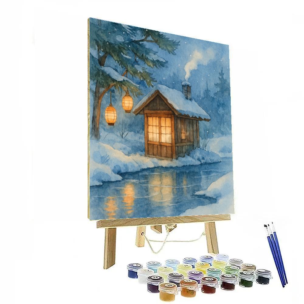 Holiday Teahouse Beside The Frozen Stream Number painting