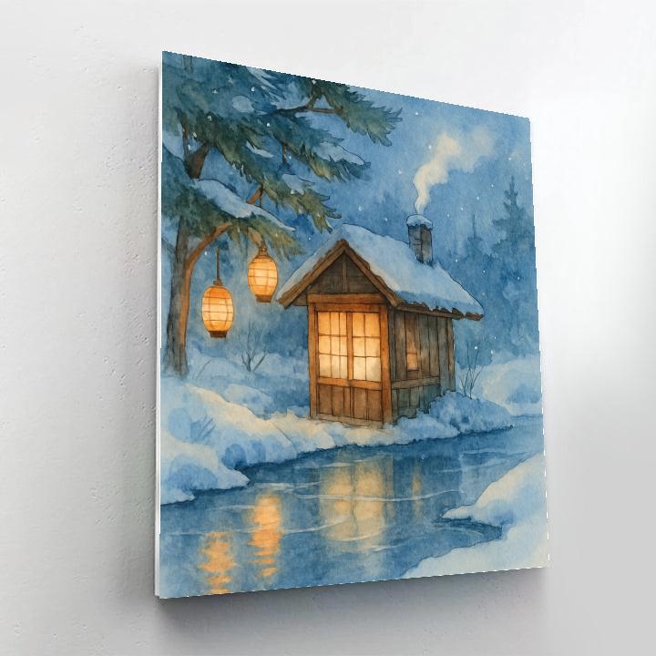 Holiday Teahouse Beside The Frozen Stream Number painting