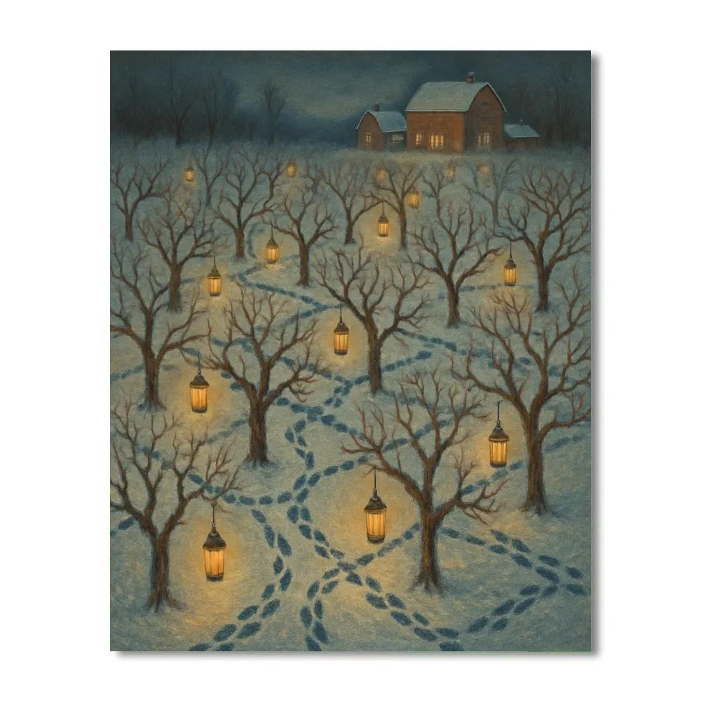Christmas Lanterns In The Orchard Maze Painting by numbers kit