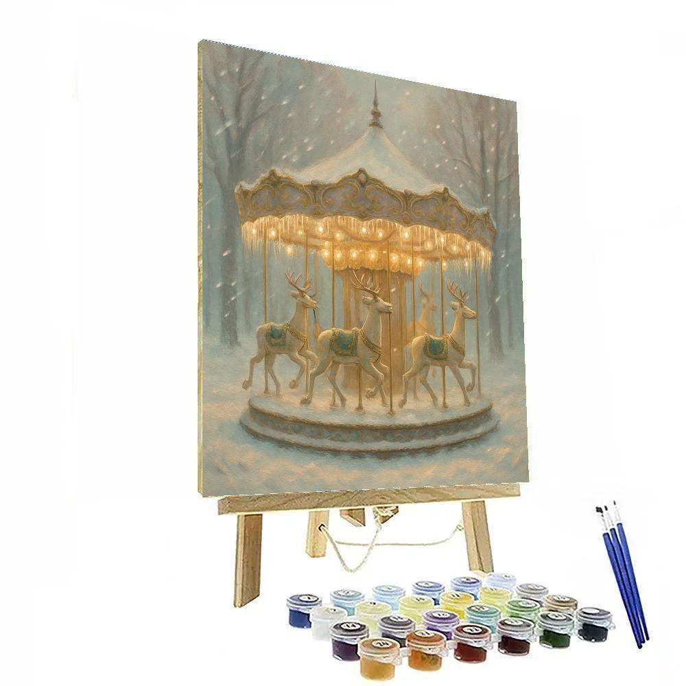 Glistening Christmas Deer Carousel painting number kit