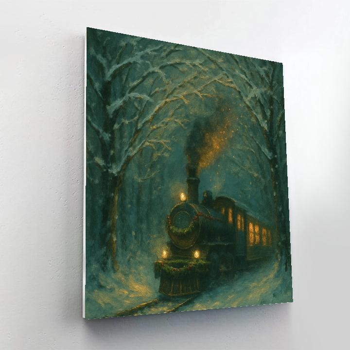 Holiday Train Through The Snowy Tunnel Of Trees Painting by numbers kit