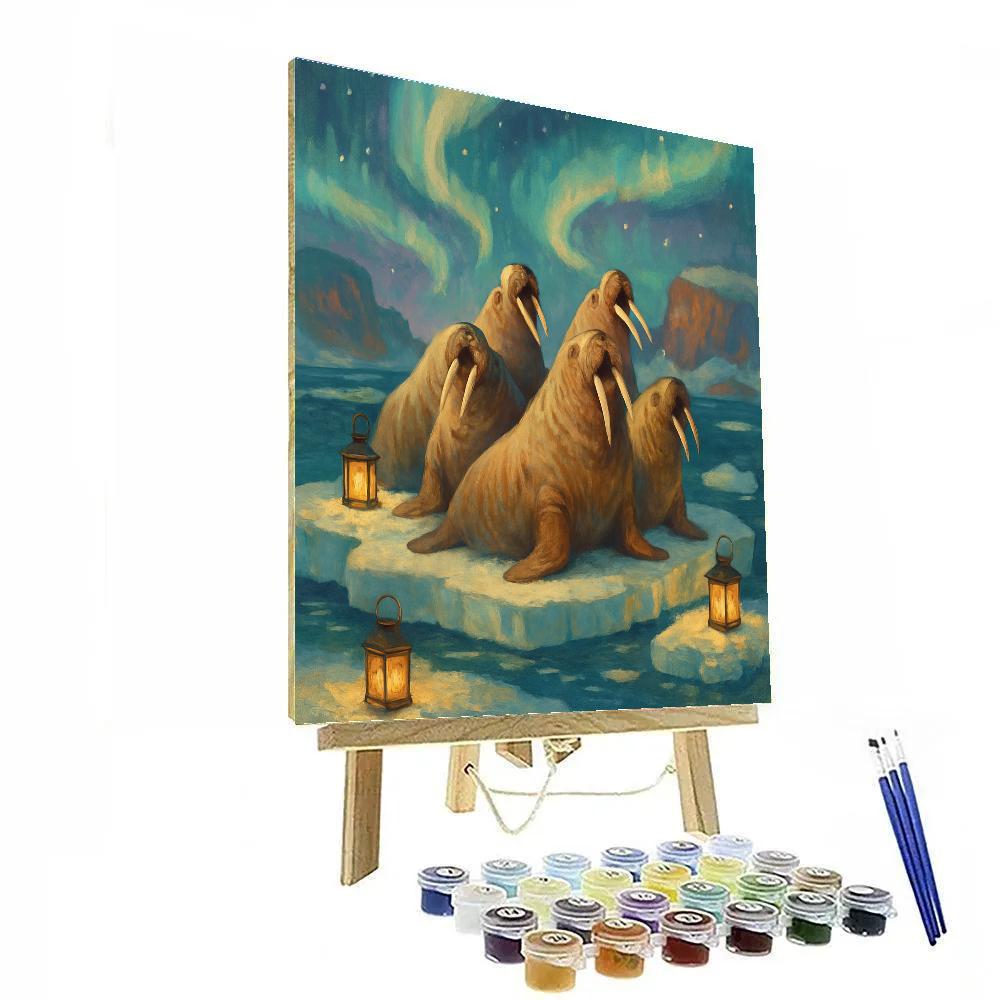 Winter Walrus Choir On The Ice Floe paint by color