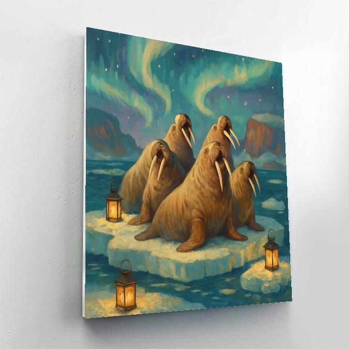 Winter Walrus Choir On The Ice Floe paint by color