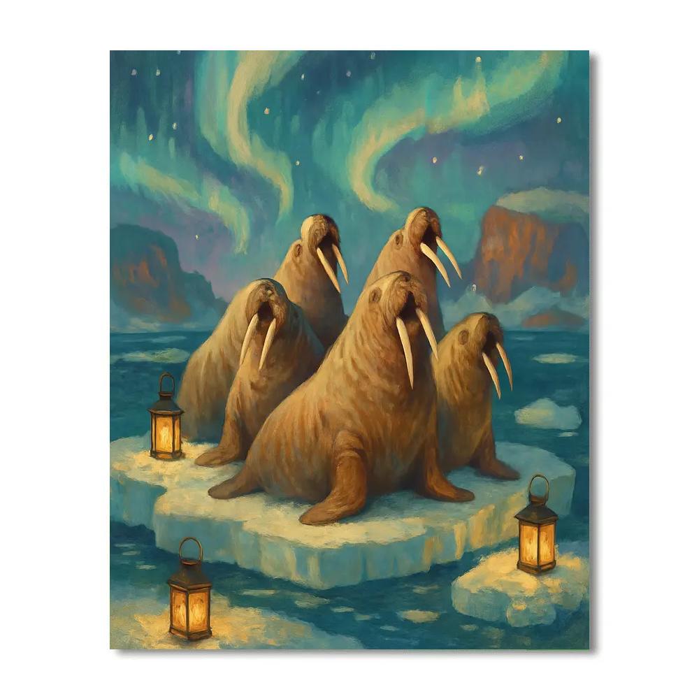 Winter Walrus Choir On The Ice Floe paint by color