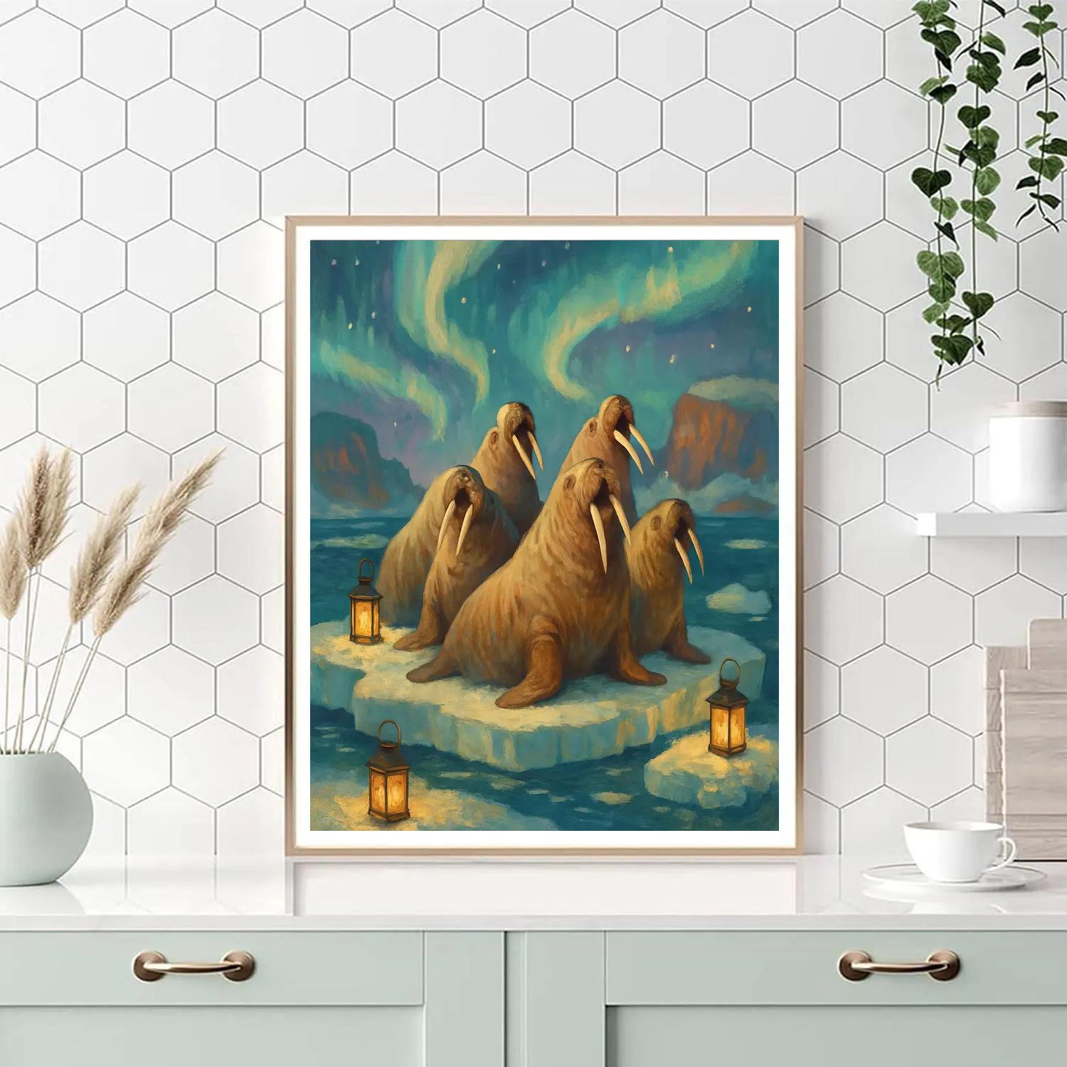 Winter Walrus Choir On The Ice Floe paint by color